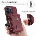 For iPhone 14 Pro Max Crossbody Zipper Card Bag RFID Anti-theft Phone Case(Wine Red)