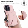 For iPhone 14 Pro Crossbody Zipper Card Bag RFID Anti-theft Phone Case(Pink)