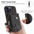 For iPhone 14 Pro Crossbody Zipper Card Bag RFID Anti-theft Phone Case(Black)