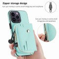 For iPhone 15 Pro Max Crossbody Zipper Card Bag RFID Anti-theft Phone Case(Mint Green)