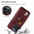 For iPhone 15 Pro Max Crossbody Zipper Card Bag RFID Anti-theft Phone Case(Wine Red)