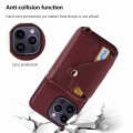 For iPhone 15 Pro Crossbody Zipper Card Bag RFID Anti-theft Phone Case(Wine Red)