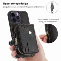 For iPhone 15 Plus / 14 Plus Crossbody Zipper Card Bag RFID Anti-theft Phone Case(Black)