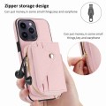 For iPhone 11 Pro Max Crossbody Zipper Card Bag RFID Anti-theft Phone Case(Pink)