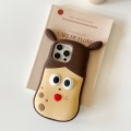 For iPhone 12 3D Fun Braid Girl Silicone Phone Case(Pinch Eyes)