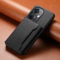 For OPPO K11 Calf Texture Card Bag Design Full Coverage Phone Case(Black)