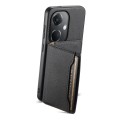 For OPPO K11 Calf Texture Card Bag Design Full Coverage Phone Case(Black)