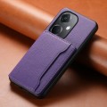 For OPPO K11 Calf Texture Card Bag Design Full Coverage Phone Case(Purple)