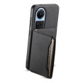 For OPPO Reno10 5G Global Calf Texture Card Bag Design Full Coverage Phone Case(Black)