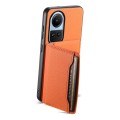 For OPPO Reno10 5G Global Calf Texture Card Bag Design Full Coverage Phone Case(Orange)