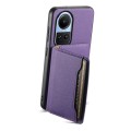 For OPPO Reno10 5G Global Calf Texture Card Bag Design Full Coverage Phone Case(Purple)