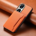 For Honor 90 Calf Texture Card Bag Design Full Coverage Phone Case(Orange)