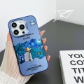 For iPhone 13 Electroplated Lens Illustration Phone Case(Blue)