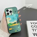 For iPhone 14 Electroplated Lens Illustration Phone Case(Green)