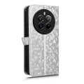 For Realme 12+ Honeycomb Dot Texture Leather Phone Case(Silver)
