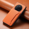 For Huawei Mate 50 Pro Calf Texture Card Bag Design Full Coverage Phone Case(Orange)