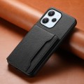 For Xiaomi Redmi 12 Calf Texture Card Bag Design Full Coverage Phone Case(Black)