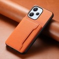 For Xiaomi Redmi 12 Calf Texture Card Bag Design Full Coverage Phone Case(Orange)