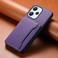 For Xiaomi Redmi 12 Calf Texture Card Bag Design Full Coverage Phone Case(Purple)