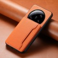 For Xiaomi 13 Ultra Calf Texture Card Bag Design Full Coverage Phone Case(Orange)