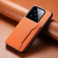 For Xiaomi 14 Pro Calf Texture Card Bag Design Full Coverage Phone Case(Orange)