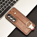 For OnePlus Ace 3V Wristband Leather Back Phone Case(Brown)