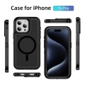 For iPhone 15 Pro Guard Magsafe Magnetic Ring Matte Phone Case(Black)