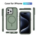 For iPhone 15 Pro Guard Magsafe Magnetic Ring Matte Phone Case(Green)