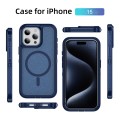 For iPhone 15 Guard Magsafe Magnetic Ring Matte Phone Case(Royal Blue)