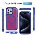 For iPhone 14 Pro Guard Magsafe Magnetic Ring Matte Phone Case(Blue+Rose Red)