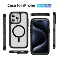 For iPhone 14 Pro Max Guard Magsafe Magnetic Ring Matte Phone Case(Black+Transparent)