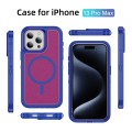 For iPhone 13 Pro Max Guard Magsafe Magnetic Ring Matte Phone Case(Blue+Rose Red)