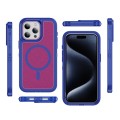 For iPhone 12 / 12 Pro Guard Magsafe Magnetic Ring Matte Phone Case(Blue+Rose Red)