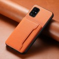 For Samsung Galaxy A51 4G Calf Texture Card Bag Design Full Coverage Phone Case(Orange)