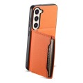 For Samsung Galaxy S23+ 5G Calf Texture Card Bag Design Full Coverage Phone Case(Orange)