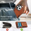 For iPhone 12 Elastic Card Bag Ring Holder Phone Case(Brown)