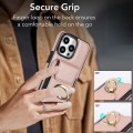 For iPhone 13 Elastic Card Bag Ring Holder Phone Case(Rose Gold)