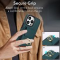 For iPhone 14 Elastic Card Bag Ring Holder Phone Case(Dark Green)