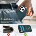 For iPhone 14 Pro Elastic Card Bag Ring Holder Phone Case(Dark Green)