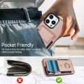 For iPhone 14 Pro Elastic Card Bag Ring Holder Phone Case(Rose Gold)