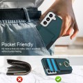 For Samsung Galaxy S22+ 5G Elastic Card Bag Ring Holder Phone Case(Dark Green)