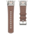 For Apple Watch SE 2023 44mm Mecha Style Leather Watch Band(Coffee Oil Wax)