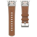 For Apple Watch SE 2023 44mm Mecha Style Leather Watch Band(Dark Brown)