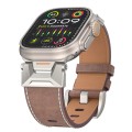 For Apple Watch Ultra 2 49mm Mecha Style Leather Watch Band(Coffee Oil Wax)