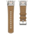 For Apple Watch SE 2022 44mm Mecha Style Leather Watch Band(Light Brown)