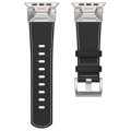 For Apple Watch Series 3 42mm Mecha Style Leather Watch Band(Black Napa)