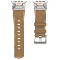 For Apple Watch Series 3 42mm Mecha Style Leather Watch Band(Light Brown)