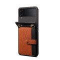 For Samsung Galaxy Z Flip4 Crossbody Color Matching Folding Phone Case(Brown)