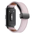 For Samsung Galaxy Fit 3 Litchi Texture Magnetic Black Buckle Leather Watch Band(Purple)