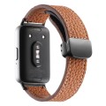 For Samsung Galaxy Fit 3 Litchi Texture Magnetic Black Buckle Leather Watch Band(Brown)